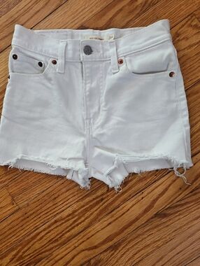 Levi's White Distressed Raw-Hem Denim Shorts Size 24